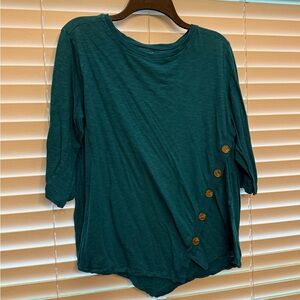 Westbound Teal Blouse with Side Buttons